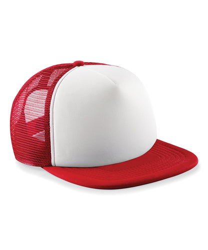 Beechfield B645B Junior vintage snapback trucker in Classic Red/White