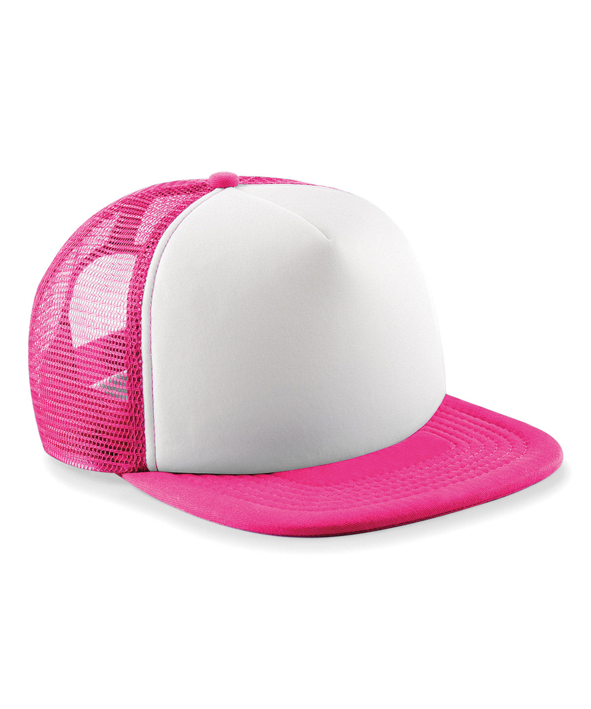 Beechfield B645B Junior vintage snapback trucker in Fuchsia/White