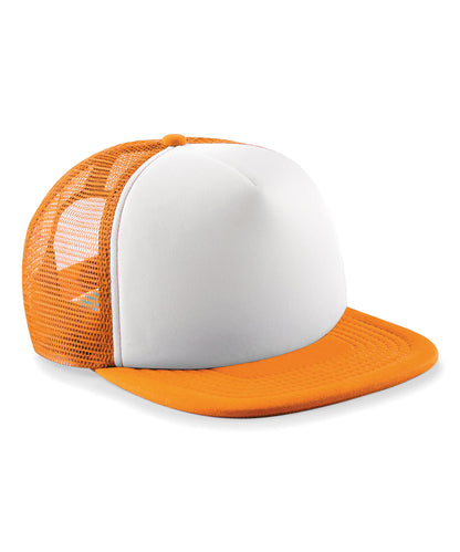 Beechfield B645B Junior vintage snapback trucker in Orange/White