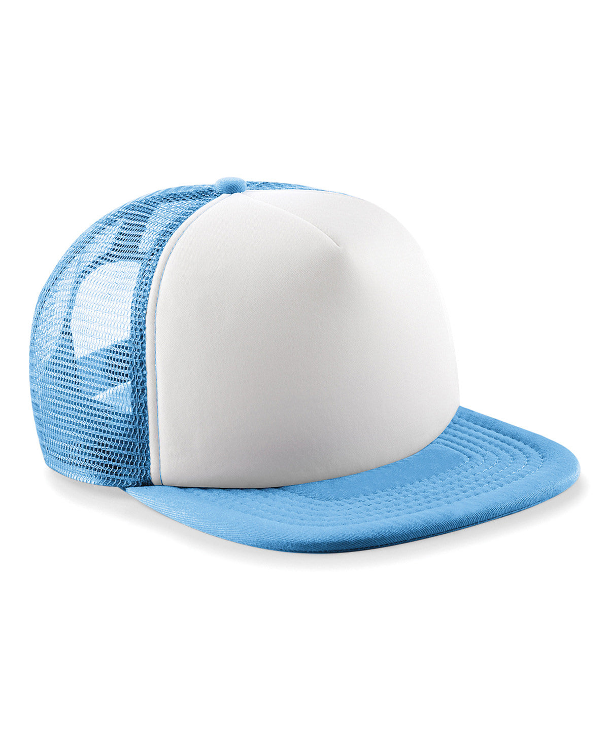 Beechfield B645B Junior vintage snapback trucker in Sky Blue/White