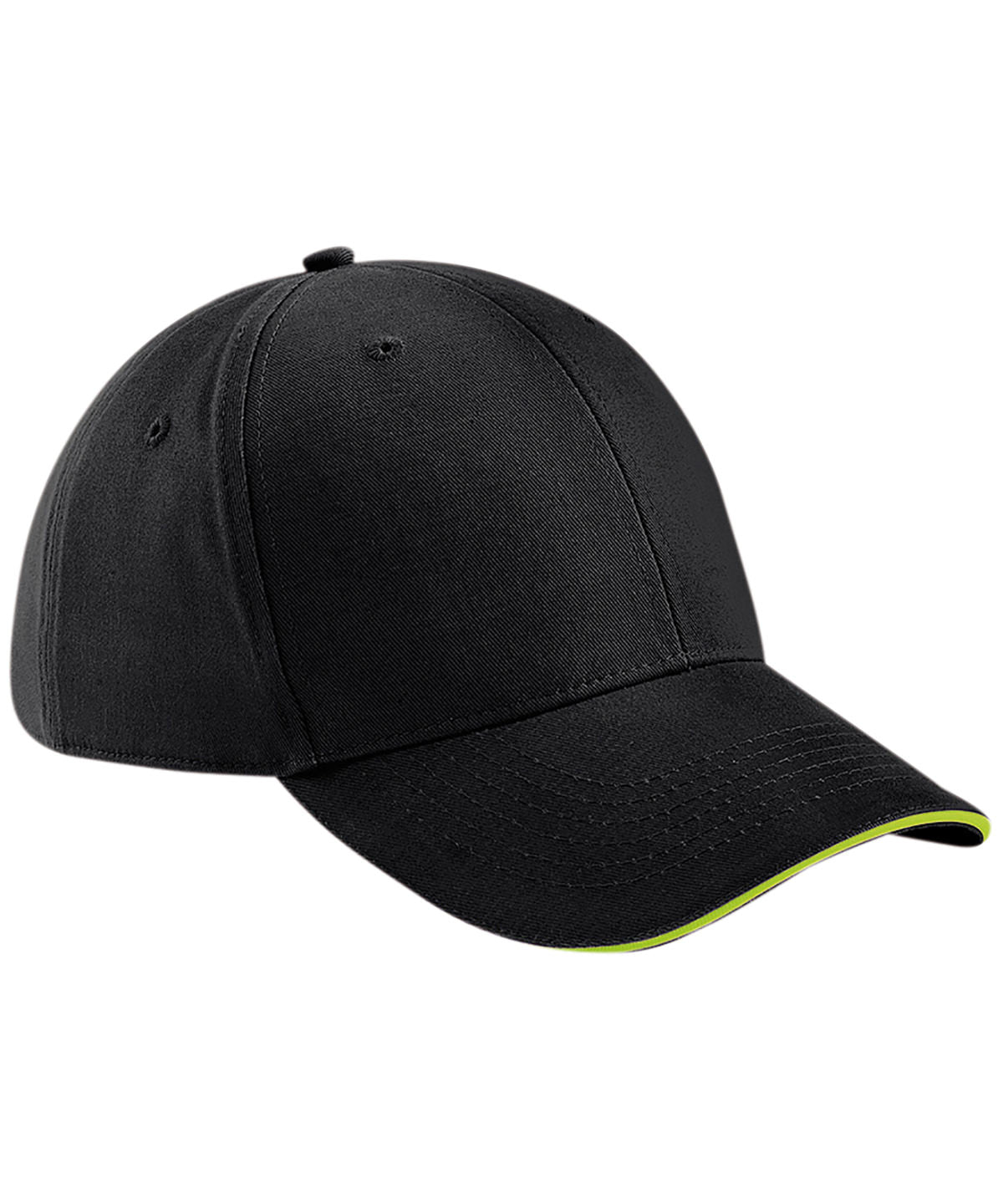 Beechfield BC020 Athleisure 6-panel cap in Black/Lime Green