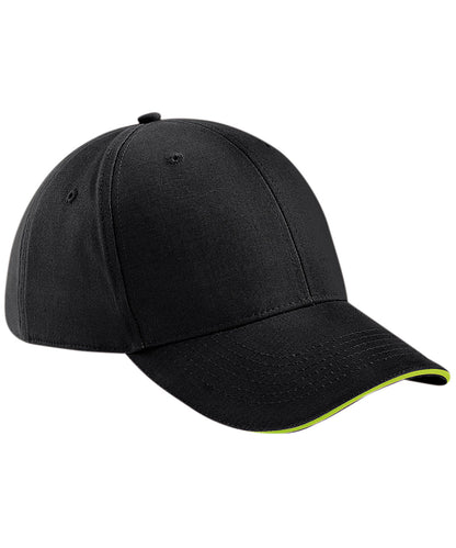 Beechfield BC020 Athleisure 6-panel cap in Black/Lime Green
