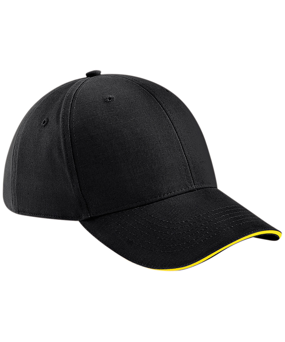Beechfield BC020 Athleisure 6-panel cap in Black/Yellow