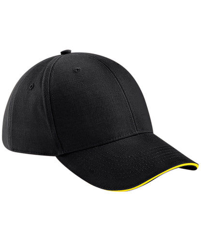 Beechfield BC020 Athleisure 6-panel cap in Black/Yellow