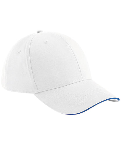 Beechfield BC020 Athleisure 6-panel cap in White/Bright Royal