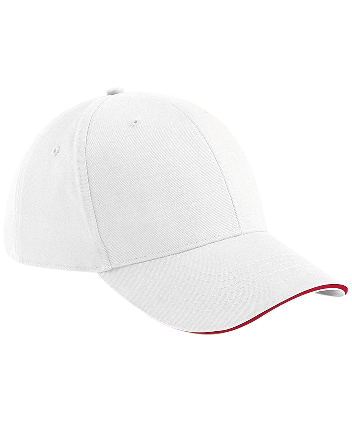 Beechfield BC020 Athleisure 6-panel cap in White/Classic Red