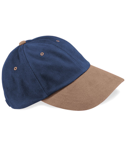 Beechfield BC057 Low-profile heavy brushed cotton cap in French Navy/Taupe