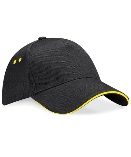 Beechfield BC15C Ultimate 5-panel cap - sandwich peak in Black/Yellow