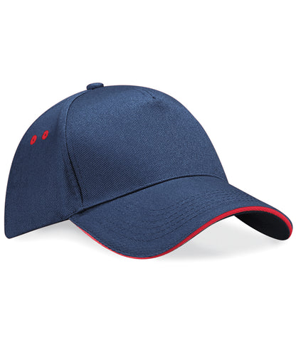 Beechfield BC15C Ultimate 5-panel cap - sandwich peak in French Navy/Classic Red