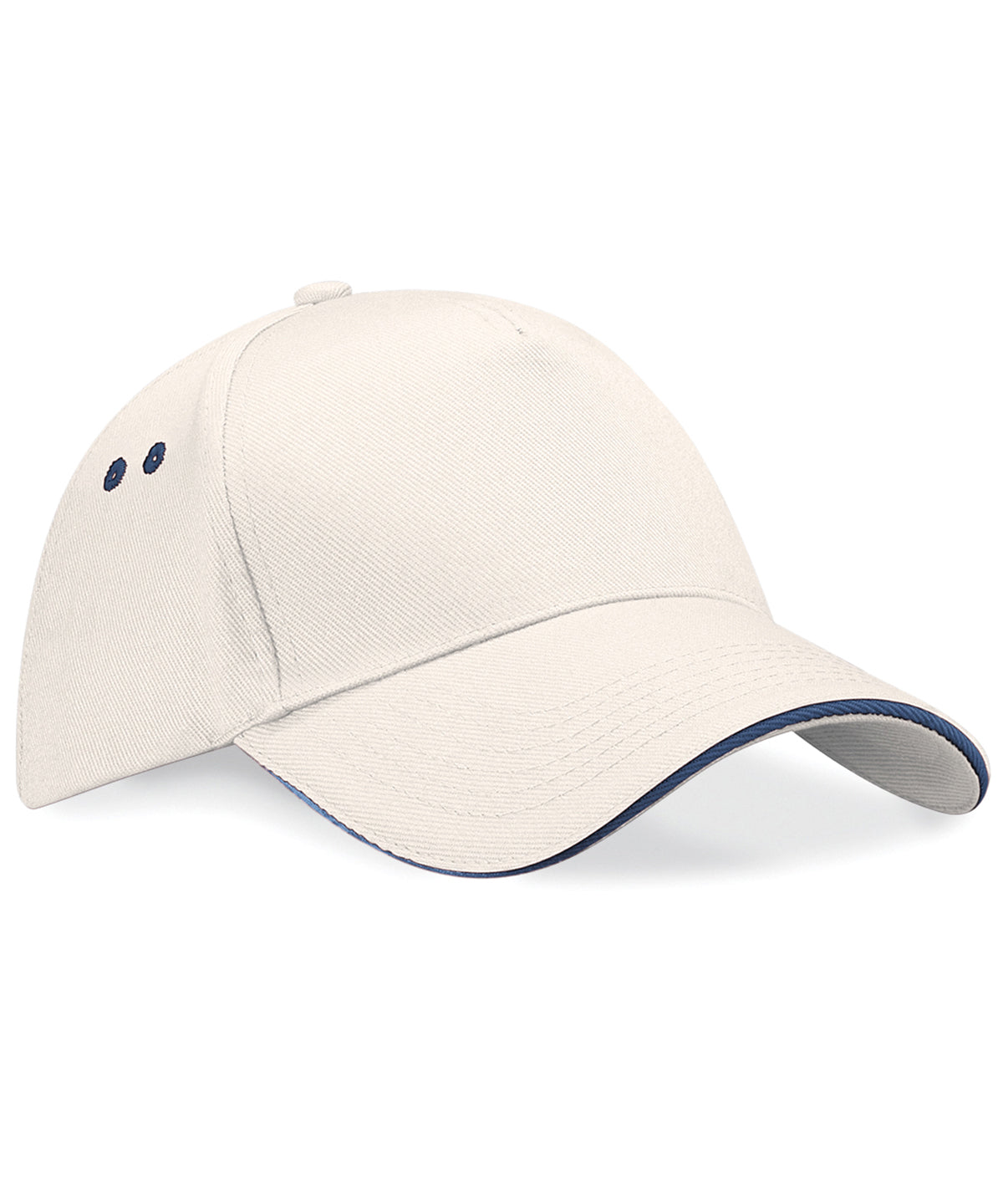 Beechfield BC15C Ultimate 5-panel cap - sandwich peak in Putty/French Navy