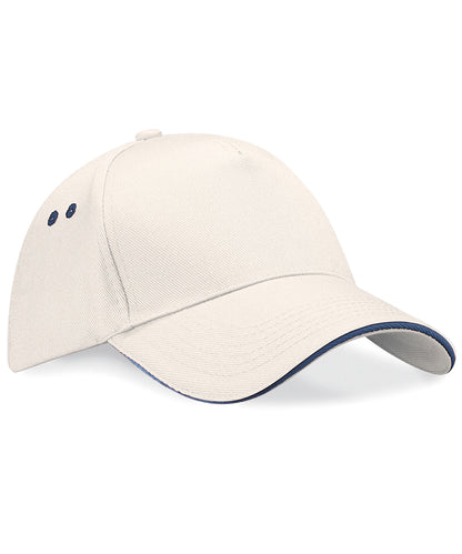 Beechfield BC15C Ultimate 5-panel cap - sandwich peak in Putty/French Navy
