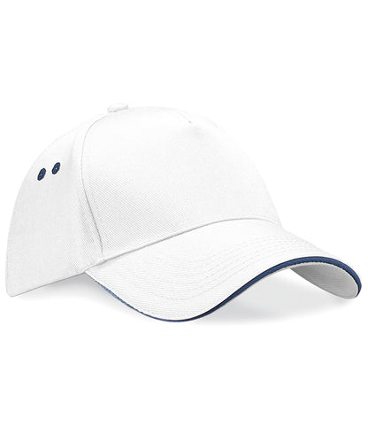 Beechfield BC15C Ultimate 5-panel cap - sandwich peak in White/French Navy