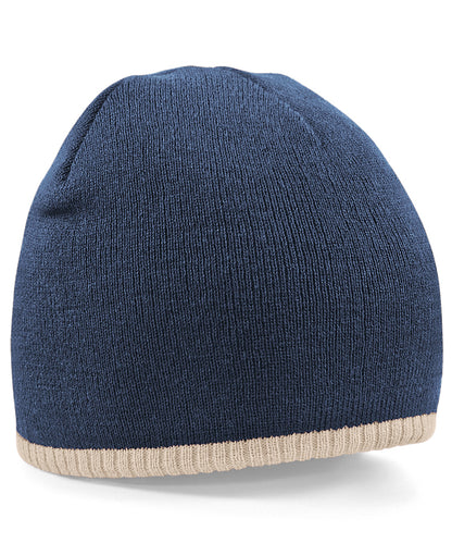 Beechfield BC44C Two-tone pull-on beanie in French Navy/Stone