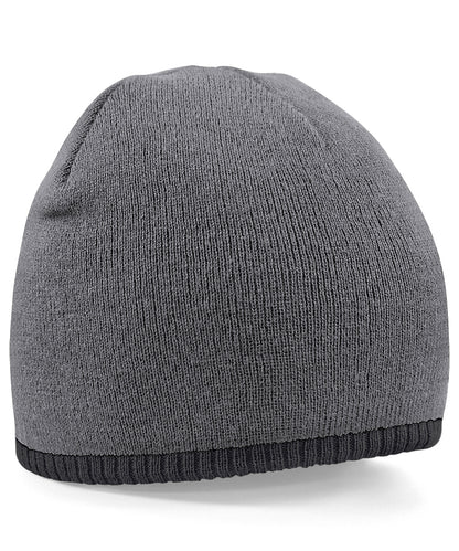 Beechfield BC44C Two-tone pull-on beanie in Graphite Grey/Black