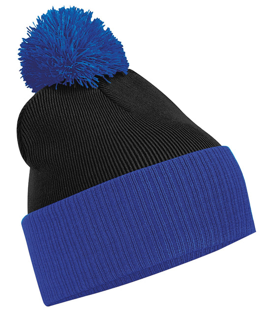 Beechfield BC451 Snowstar® two-tone beanie in Black/Bright Royal