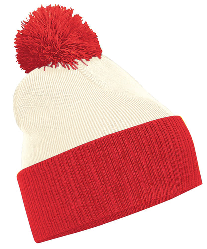 Beechfield BC451 Snowstar® two-tone beanie in Off White/Bright Red