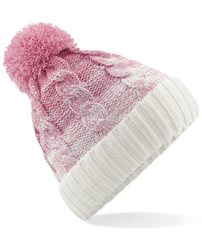 Beechfield BC459 Ombré beanie in Dusky Pink/Off White