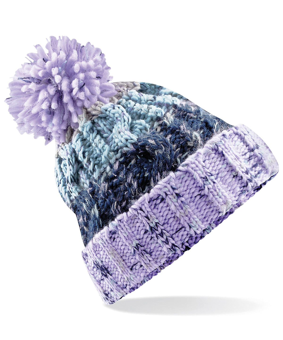 Beechfield BC486 Corkscrew pom pom beanie in Lavender Fizz