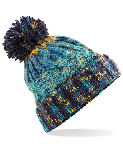 Beechfield BC486 Corkscrew pom pom beanie in Marine Splash