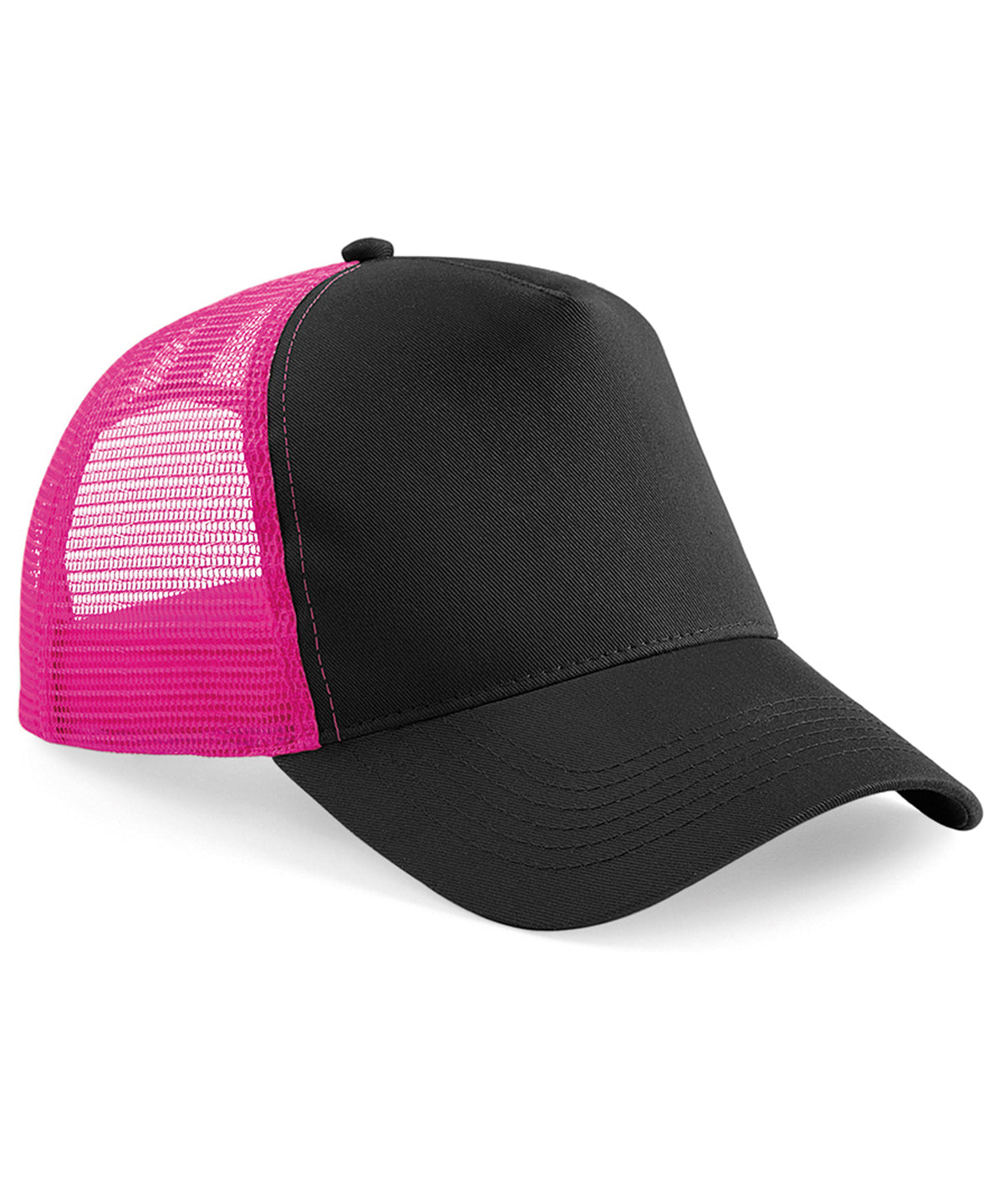 Beechfield BC640 Snapback trucker in Black/Fuchsia