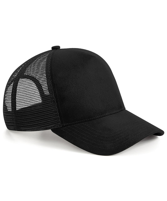 Beechfield BC643 Suede snapback trucker in Black