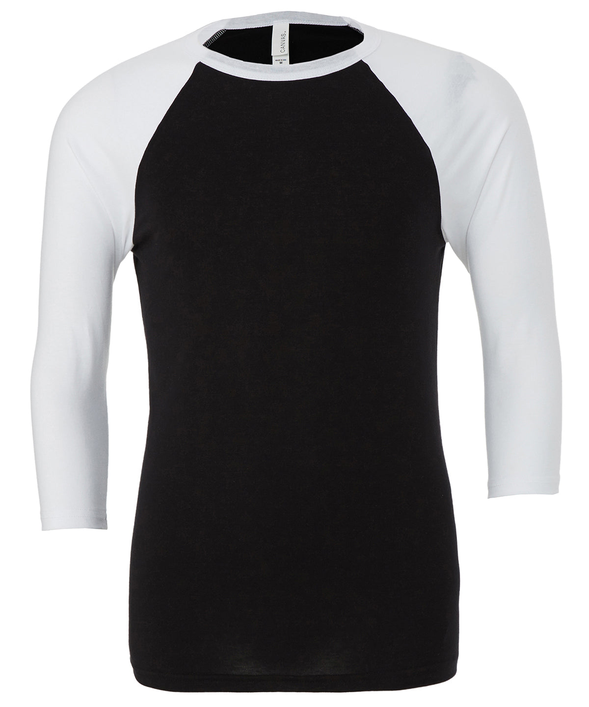 Bella Canvas BE100 Unisex triblend ¾ sleeve baseball t-shirt in Black/White