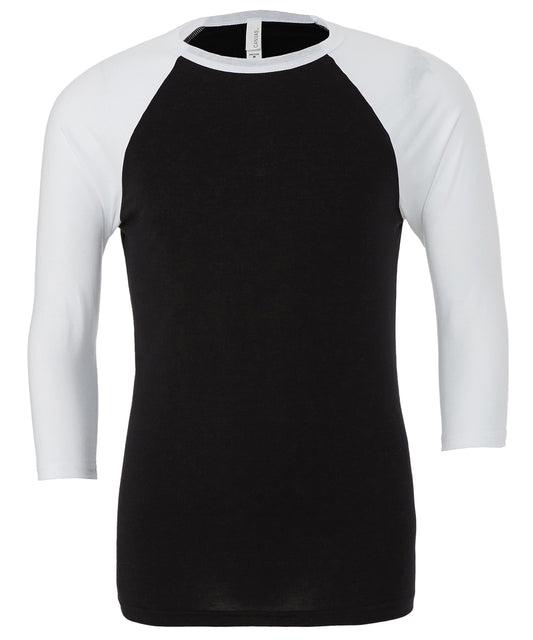 Bella Canvas BE100 Unisex triblend ¾ sleeve baseball t-shirt in Black/White
