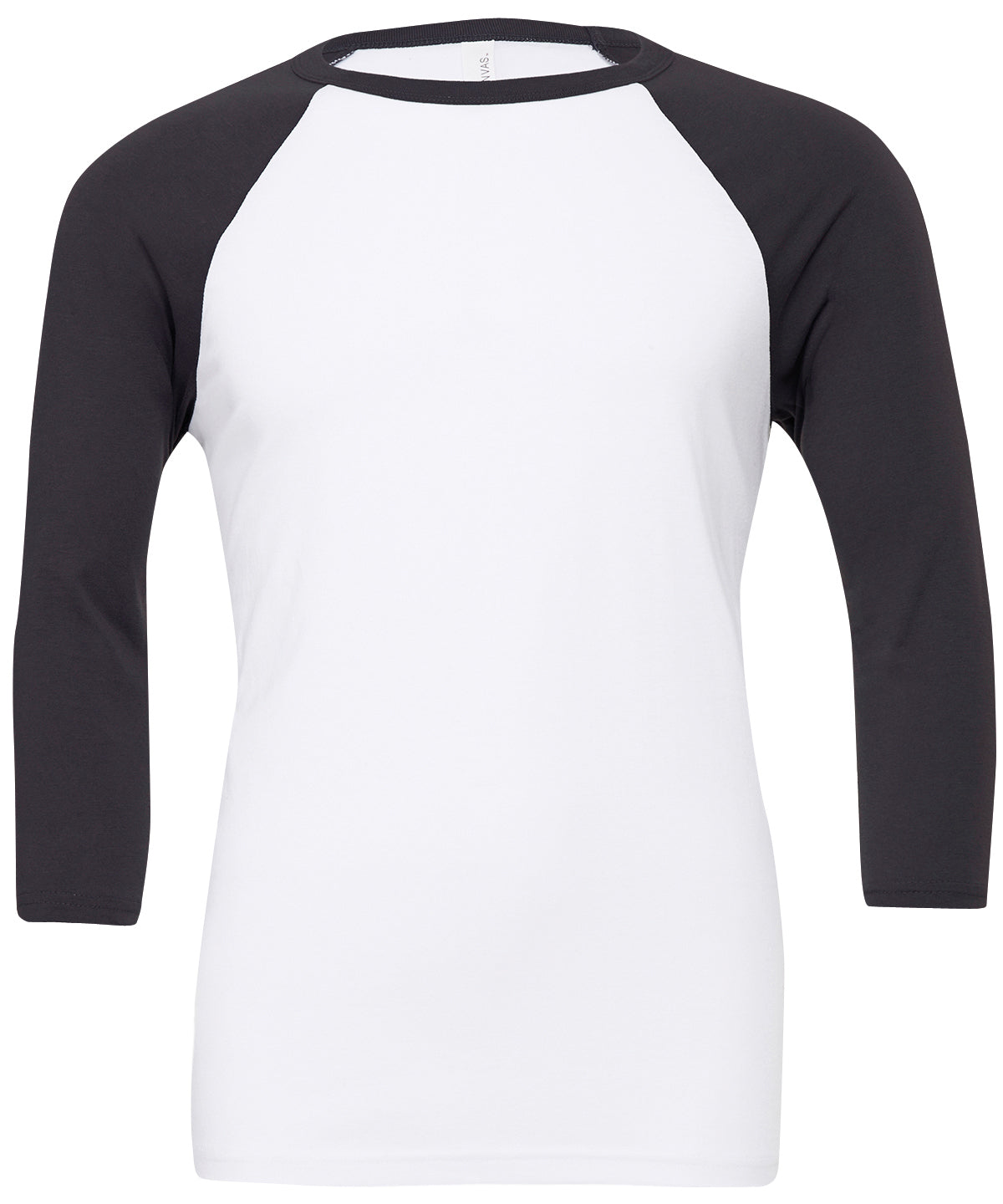 Bella Canvas BE100 Unisex triblend ¾ sleeve baseball t-shirt in White/Dark Grey