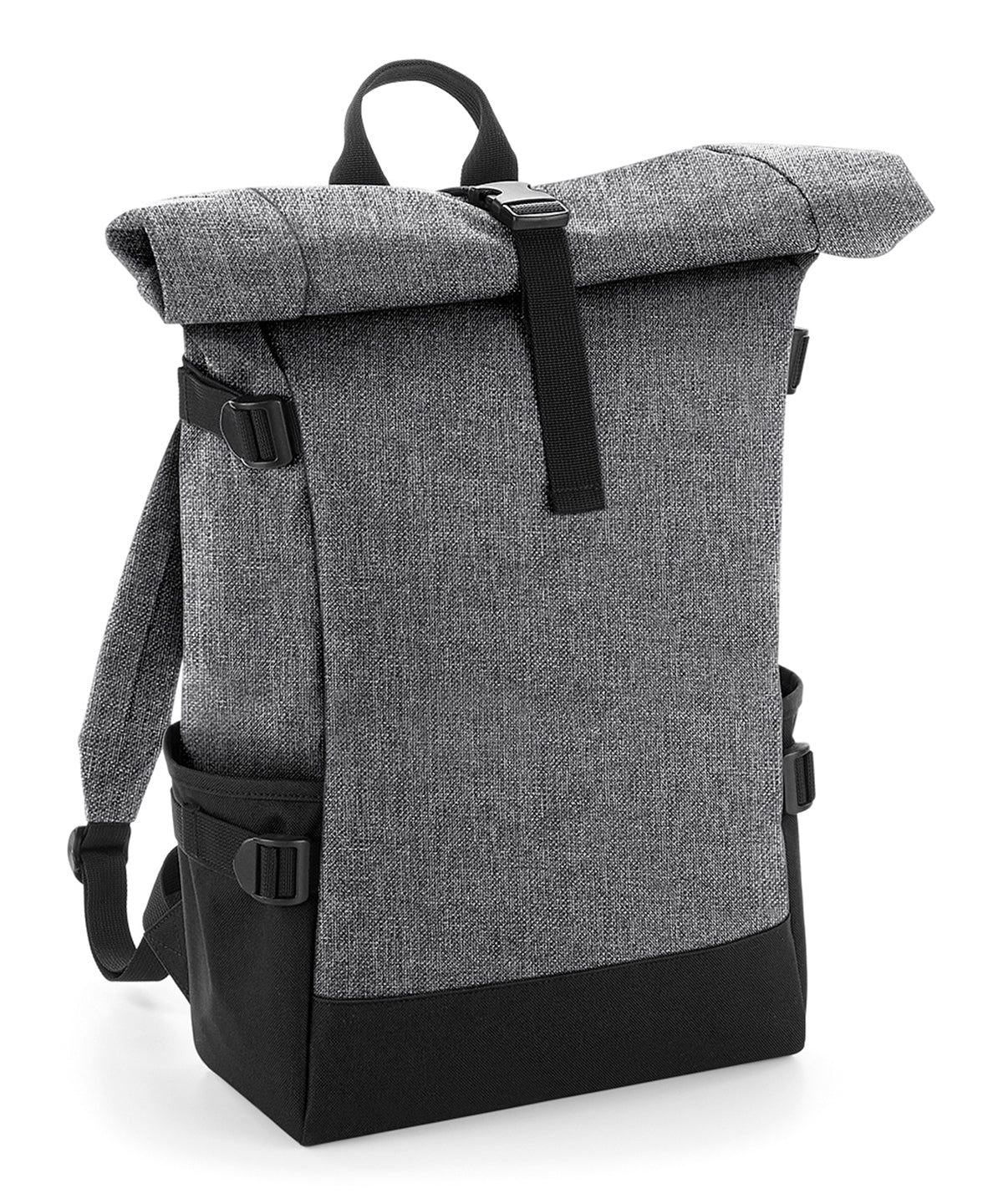 Bagbase BG858 Block roll-top backpack in Grey Marl/Black