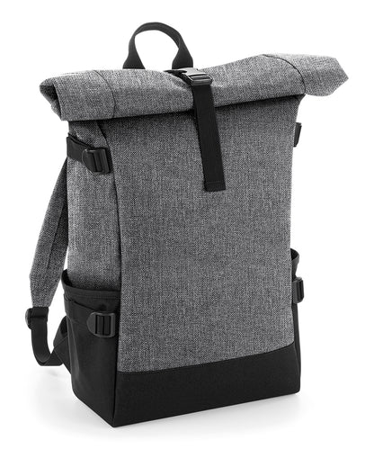 Bagbase BG858 Block roll-top backpack in Grey Marl/Black