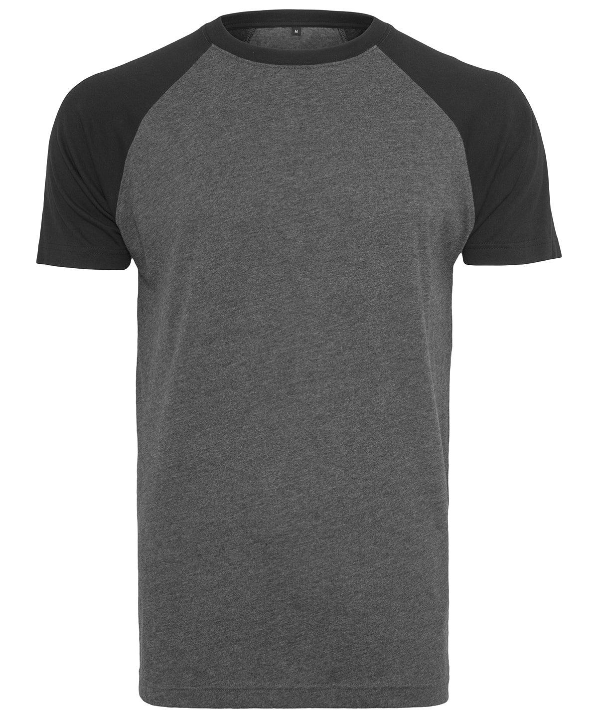 Build Your Brand BY007 Raglan contrast tee in Charcoal/Black*