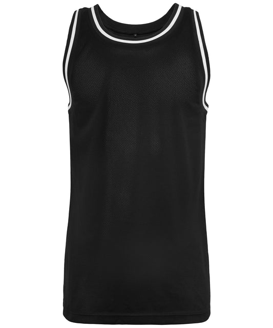 Build Your Brand BY009 Mesh tank top in Black/White