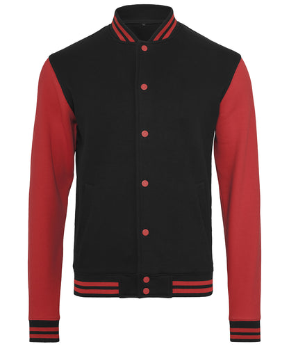 Build Your Brand BY015 Sweat college jacket in Black/Red