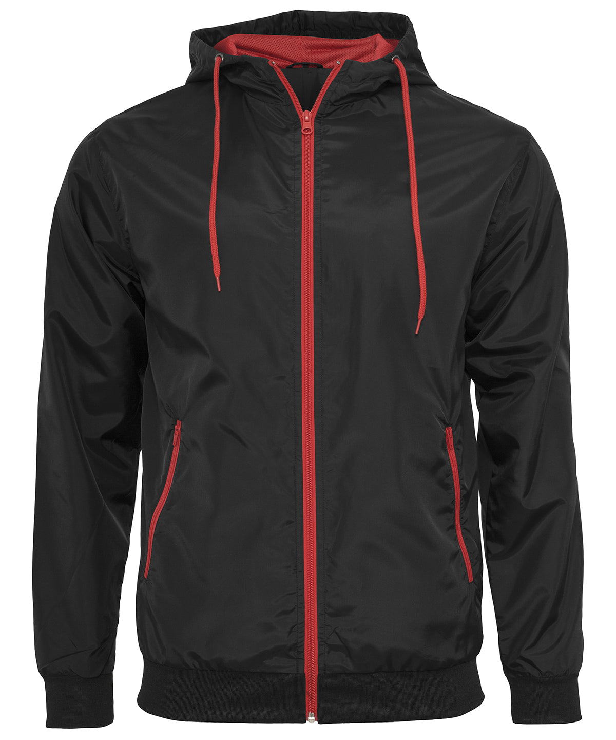 Build Your Brand BY016 Wind runner in Black/Red