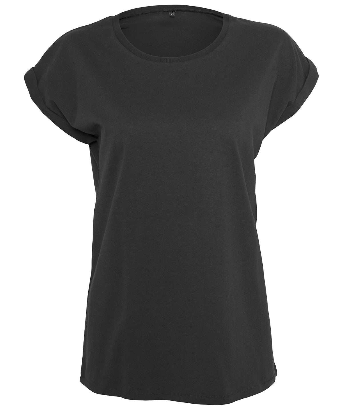 Build Your Brand BY021 Women's extended shoulder tee in Black*†