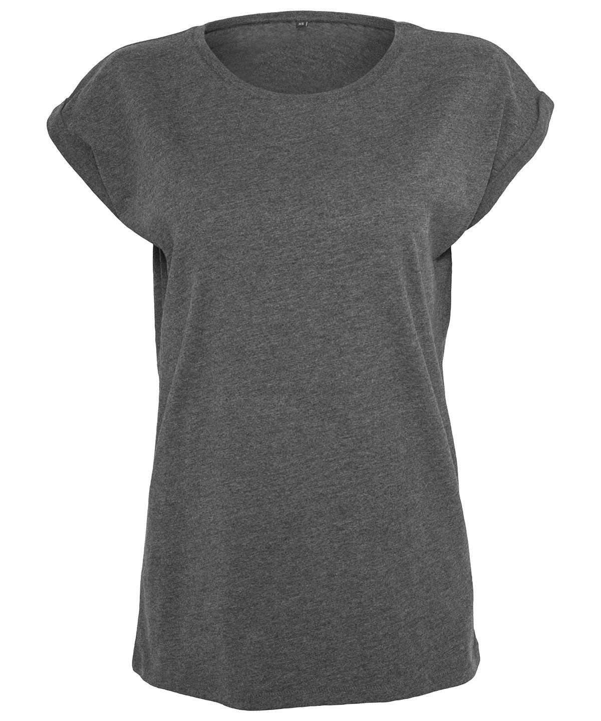 Build Your Brand BY021 Women's extended shoulder tee in Charcoal*†