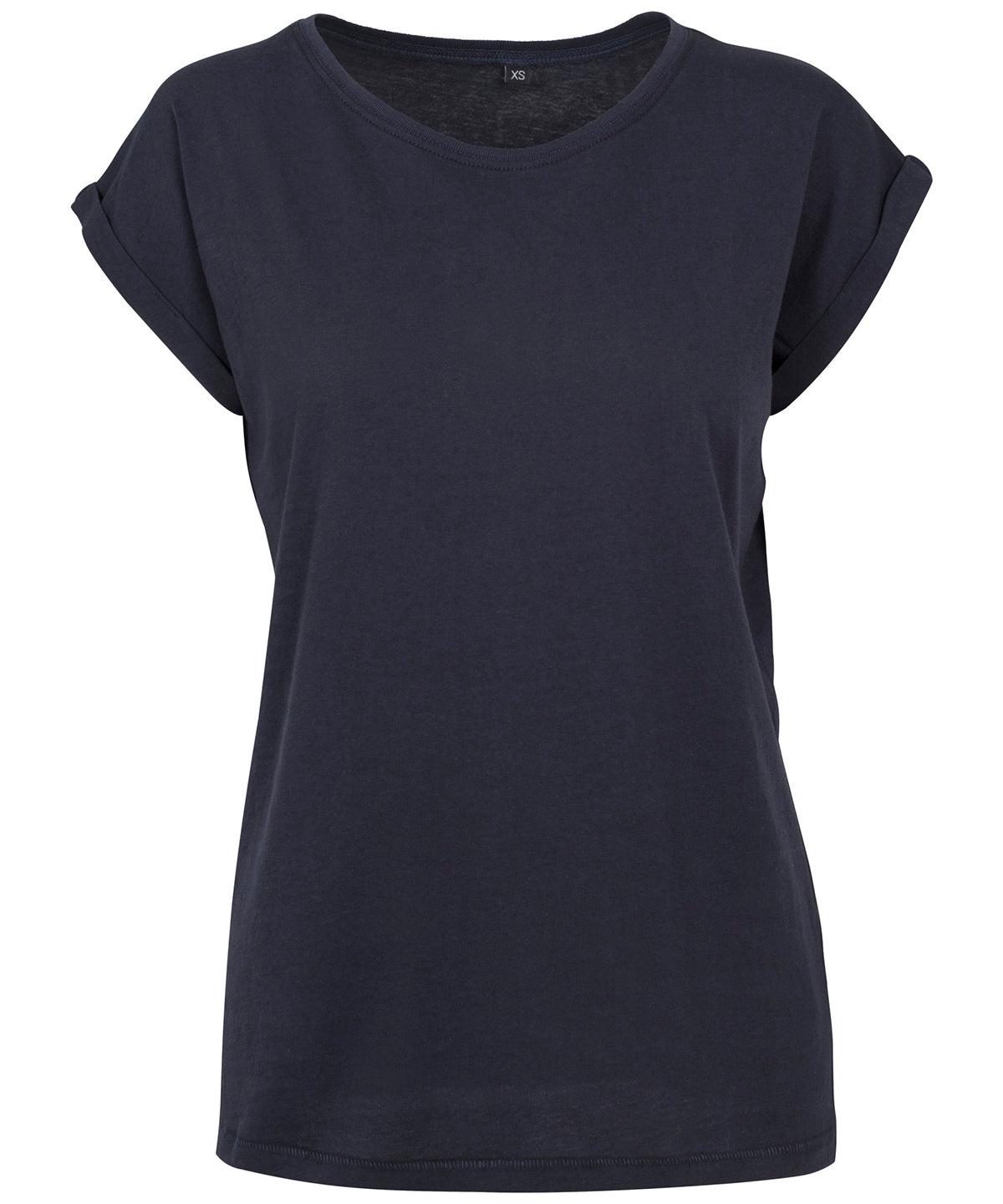 Build Your Brand BY021 Women's extended shoulder tee in Navy*†