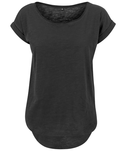 Build Your Brand BY036 Women's long slub tee in Black