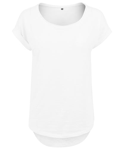 Build Your Brand BY036 Women's long slub tee in White