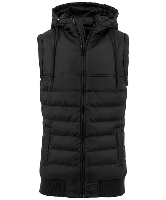 Build Your Brand BY046 Bubble vest in Black/Black