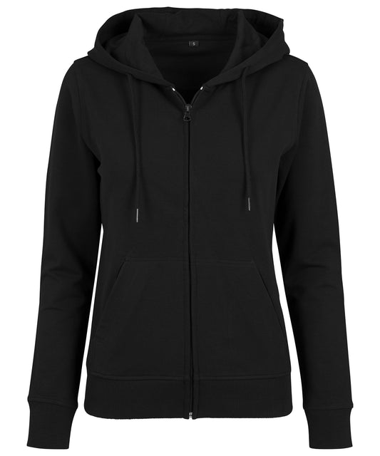 Build Your Brand BY069 Women's terry zip hoodie in Black