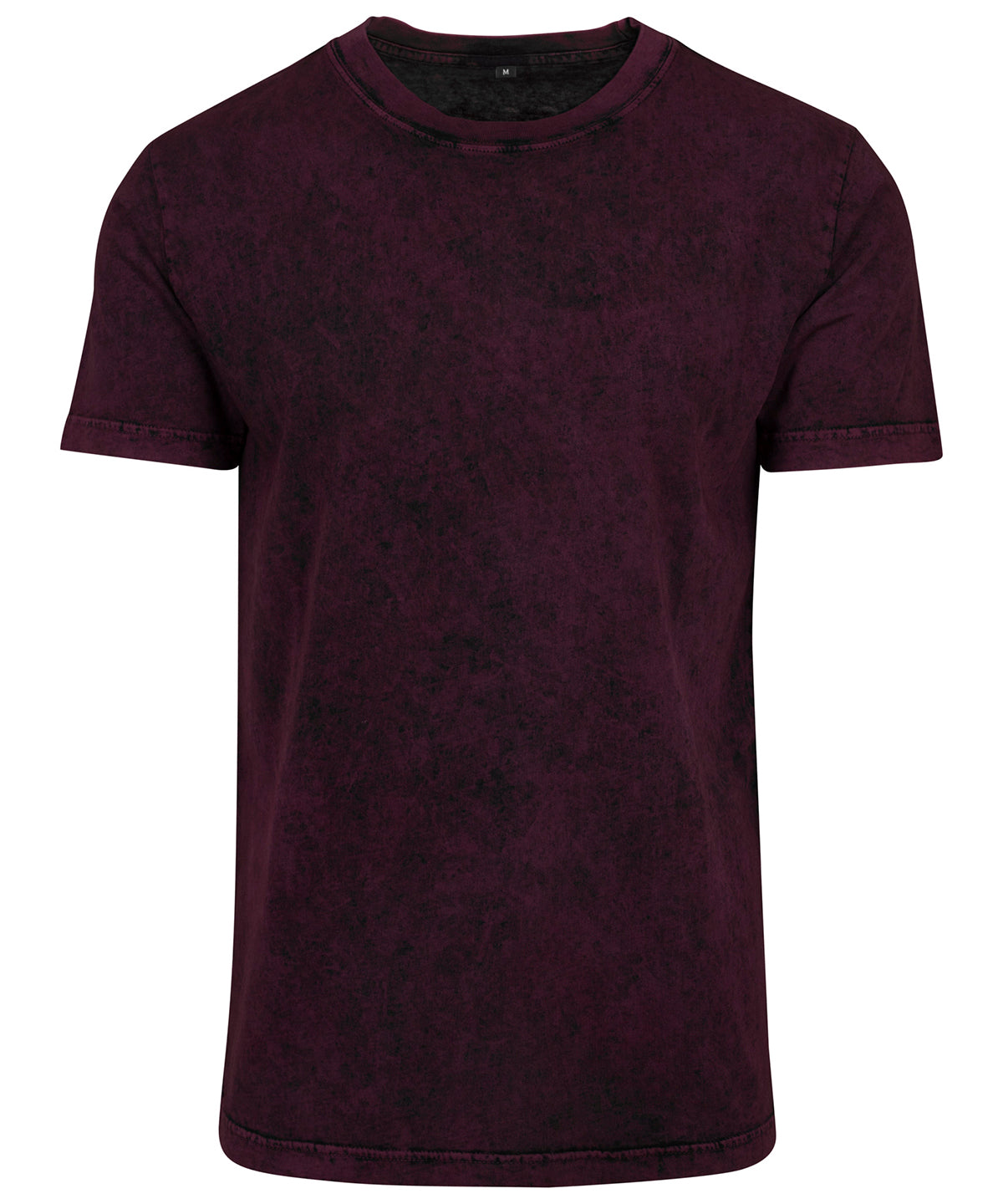 Build Your Brand BY070 Acid washed tee in Berry/Black