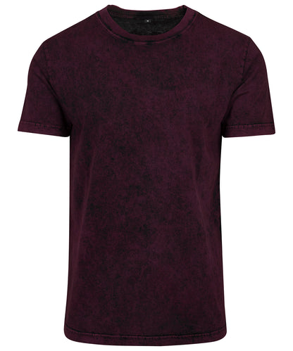 Build Your Brand BY070 Acid washed tee in Berry/Black