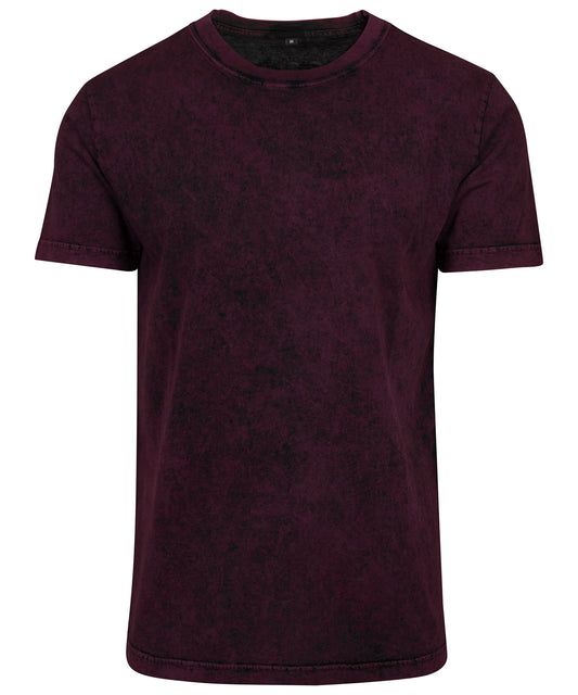 Build Your Brand BY070 Acid washed tee in Berry/Black