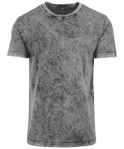 Build Your Brand BY070 Acid washed tee in Grey/Black