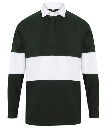 Front Row FR07M Panelled rugby shirt in Bottle/White