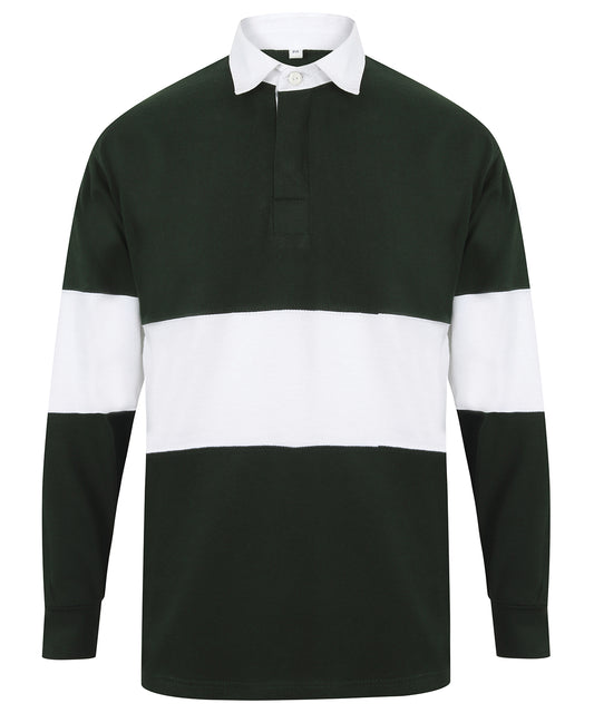 Front Row FR07M Panelled rugby shirt in Bottle/White