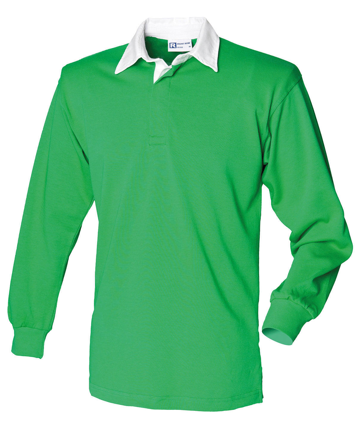 Front Row FR100 Long sleeve plain rugby shirt in Bright Green/White