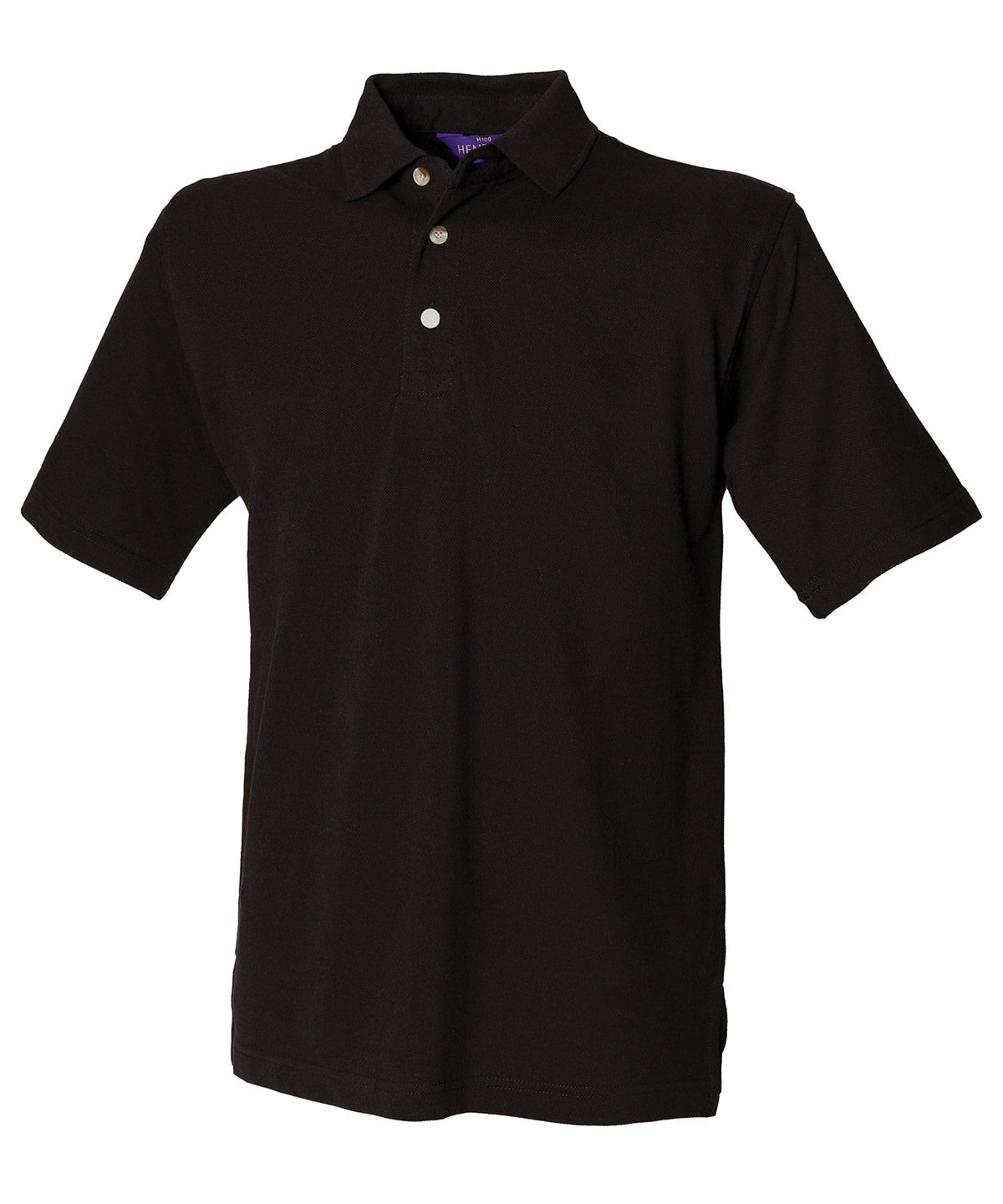 Henbury HB100 Classic cotton piqué polo with stand-up collar in Black*†