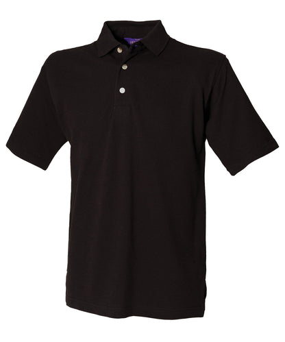 Henbury HB100 Classic cotton piqué polo with stand-up collar in Black*†